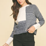 Color Block Yarn Knit Sweater