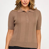 Pointy Placket Collared Sweater