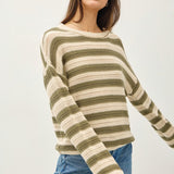 Drop Shoulder Crochet Knit Sweater
