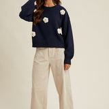 3D Flower Knit Sweater