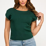 Zipper Detail Short Sleeve Sweater