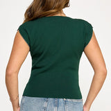 Zipper Detail Short Sleeve Sweater