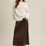 Velvet Floral Midi Skirt