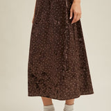 Velvet Floral Midi Skirt