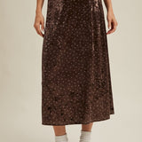 Velvet Floral Midi Skirt