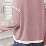 Contrast Trim Drop Shoulder Sweater (Plus)