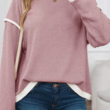 Contrast Trim Drop Shoulder Sweater (Plus)