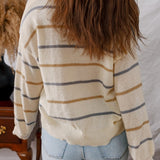 Multi Stripe Drop Shoulder Sweater (Plus)