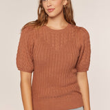 Cable Knit Short Sleeve Sweater