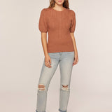Cable Knit Short Sleeve Sweater