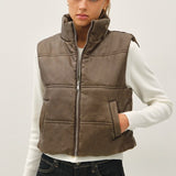 Faux Leather Puffer Vest