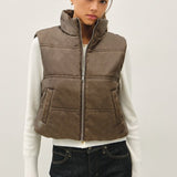 Faux Leather Puffer Vest