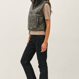 Faux Leather Puffer Vest