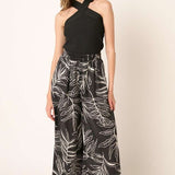 Leaf Print Satin Pant