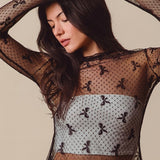 Bow Pattern Sheer Layering Top