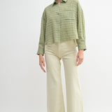 Drop Shoulder Button Down Blouse