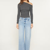 Alaina Mid Rise Loose Fit Jean (Mica Denim)