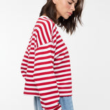 Contrast Stripe Relaxed Knit Top