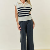 Wide Collar Half Zip Top