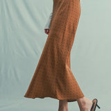 Polka Dot Satin Midi Skirt