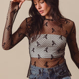Bow Pattern Sheer Layering Top