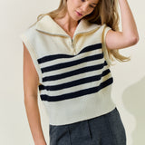 Wide Collar Half Zip Top