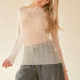 Lace Dotted Sheer Mesh Layering Top