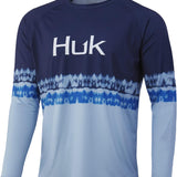 HUK Salt Stripe Pursuit Long Sleeve (Deep Ocean Blue)