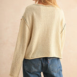 Stitch Contrast Sweater Top