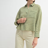 Drop Shoulder Button Down Blouse
