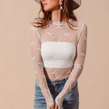 Bow Pattern Sheer Layering Top