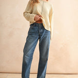 Stitch Contrast Sweater Top