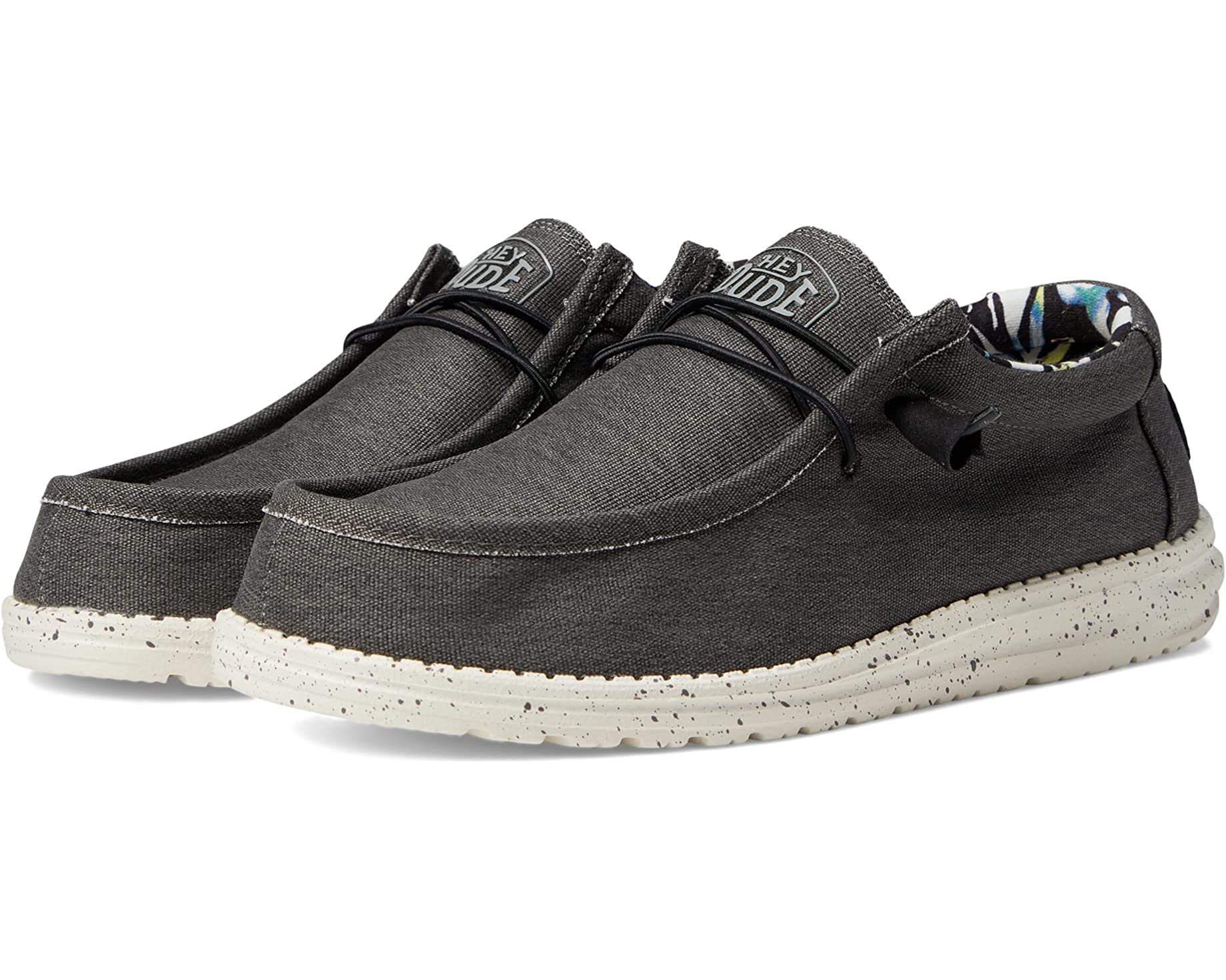 HEY DUDE Men's Wally Stretch Canvas (Black)