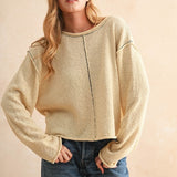 Stitch Contrast Sweater Top