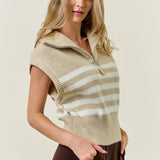 Wide Collar Half Zip Top
