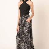 Leaf Print Satin Pant