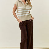 Wide Collar Half Zip Top