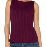 Sleeveless Boatneck Rib Knit Tank (Liverpool)