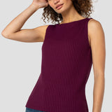 Sleeveless Boatneck Rib Knit Tank (Liverpool)