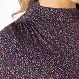 Shirring Detail Mock Neck Knit Top (Liverpool)