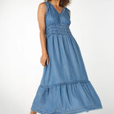 Smocked V Neck Maxi Dress (Liverpool)