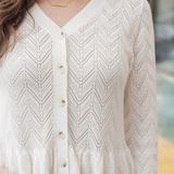 Pointelle Peplum Cardigan