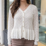Pointelle Peplum Cardigan