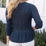 Pointelle Peplum Cardigan