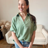 Puff Sleeve Popover Blouse