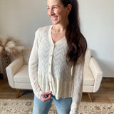 Pointelle Peplum Cardigan