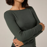 Modal Ribbed Boatneck Top (7 Diamonds)