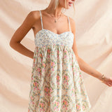 Mixed Floral Smocked Mini Dress