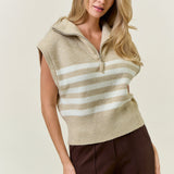 Wide Collar Half Zip Top