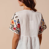 Floral Embroidered Babydoll Top